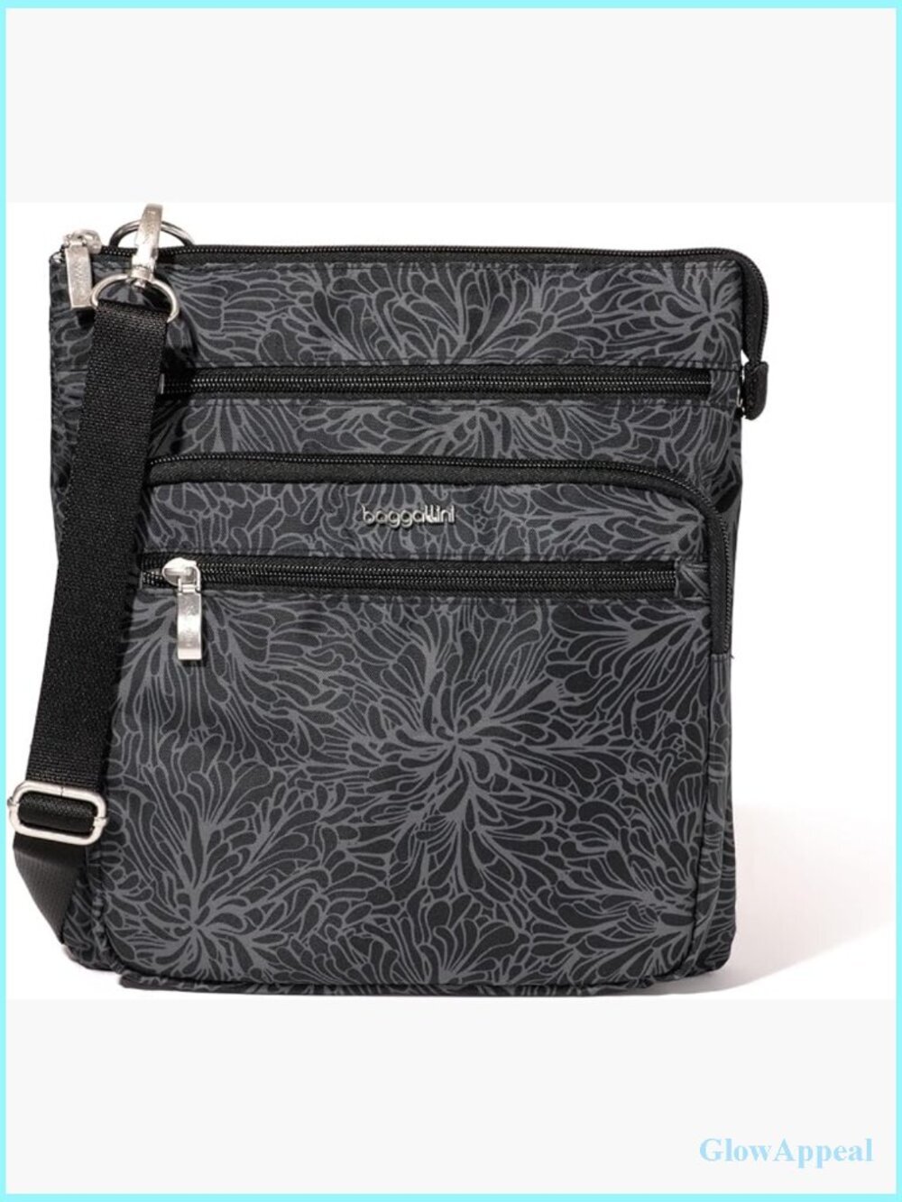 Lightweight RFID Crossbody Bag with Phone Pocket - Floral Print